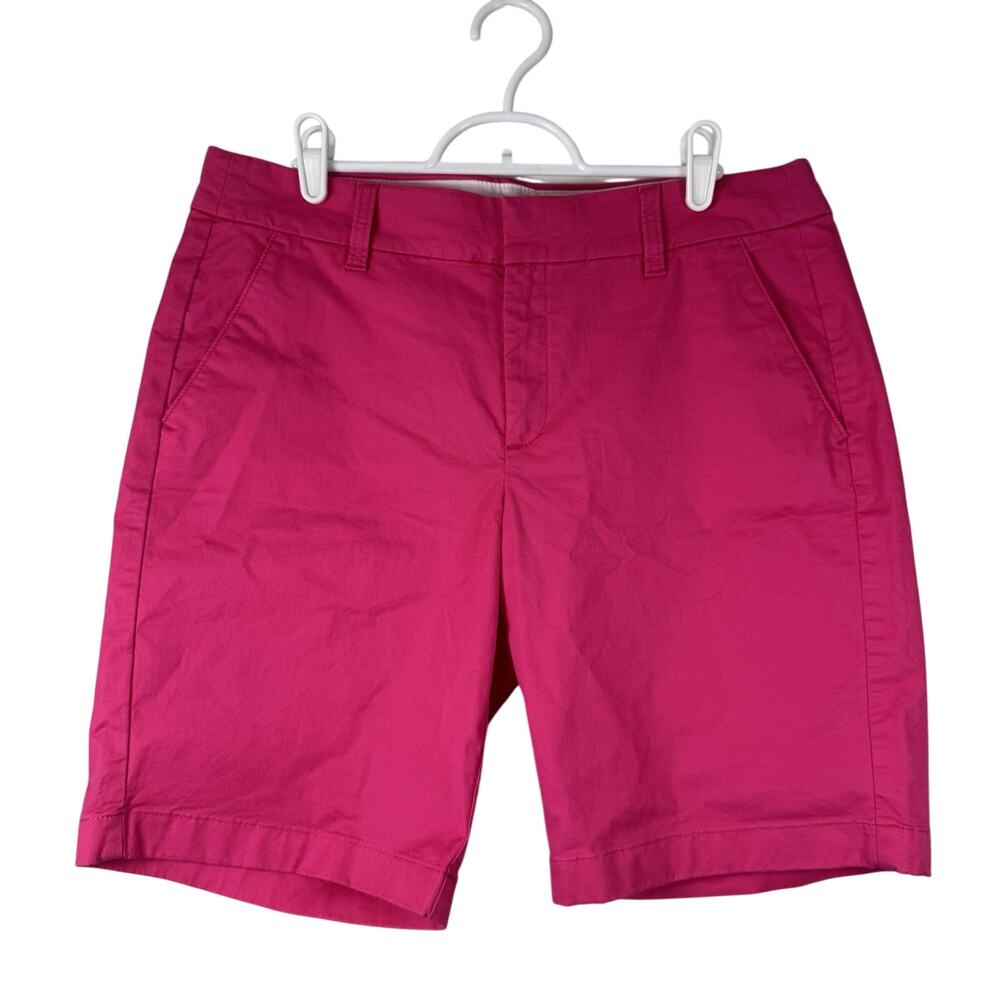 J.CREW 9" Frankie Bermuda Shorts Women's Size 10 Hot Pink Chino Preppy Mid Rise